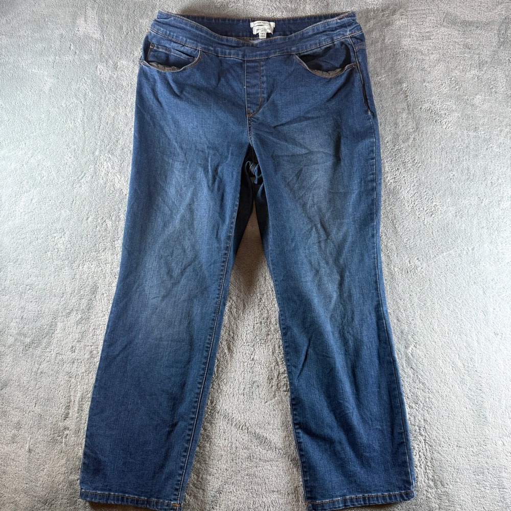 Westbound Petites Park Avenue Fit Pull On Jeans Dark Wash Blue Size 14P S 0196